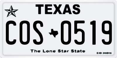 TX license plate COS0519