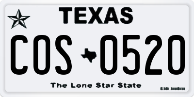TX license plate COS0520