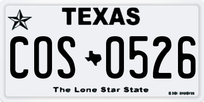 TX license plate COS0526