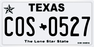TX license plate COS0527