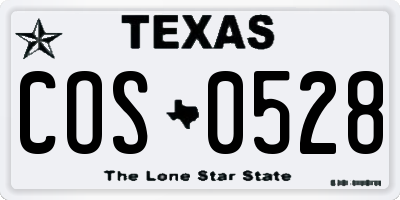 TX license plate COS0528