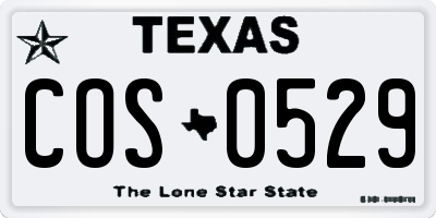 TX license plate COS0529