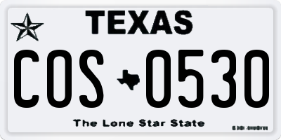 TX license plate COS0530