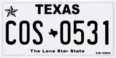 TX license plate COS0531