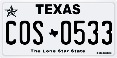 TX license plate COS0533