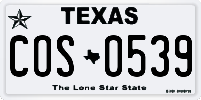 TX license plate COS0539