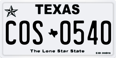 TX license plate COS0540