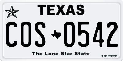 TX license plate COS0542