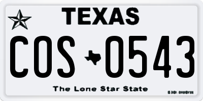 TX license plate COS0543