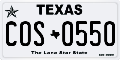 TX license plate COS0550