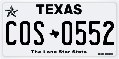 TX license plate COS0552