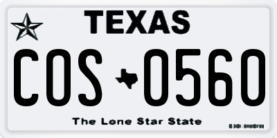 TX license plate COS0560
