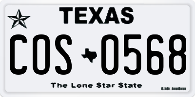 TX license plate COS0568