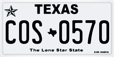 TX license plate COS0570