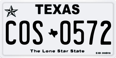 TX license plate COS0572