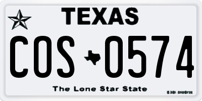 TX license plate COS0574