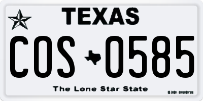 TX license plate COS0585