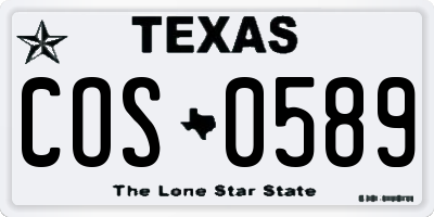 TX license plate COS0589