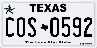 TX license plate COS0592