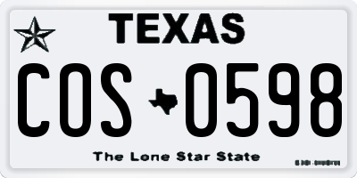 TX license plate COS0598