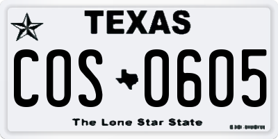 TX license plate COS0605