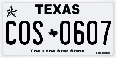 TX license plate COS0607