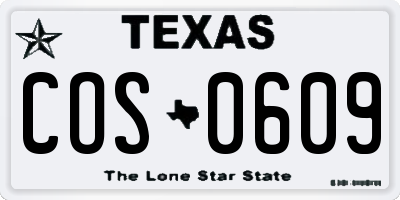 TX license plate COS0609