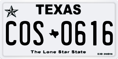 TX license plate COS0616