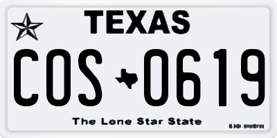 TX license plate COS0619