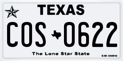 TX license plate COS0622