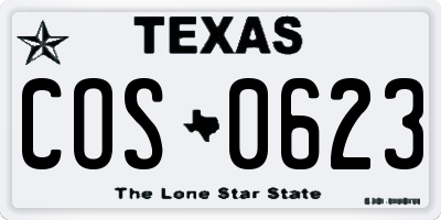 TX license plate COS0623