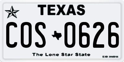 TX license plate COS0626