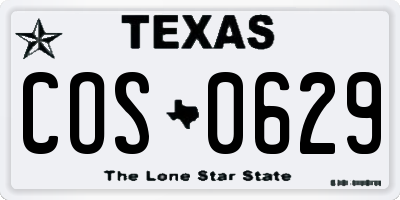 TX license plate COS0629