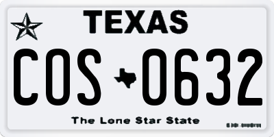 TX license plate COS0632