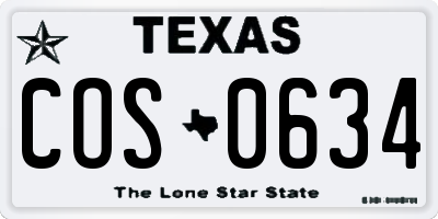 TX license plate COS0634