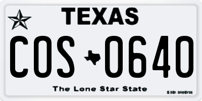 TX license plate COS0640