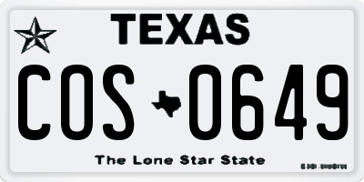 TX license plate COS0649