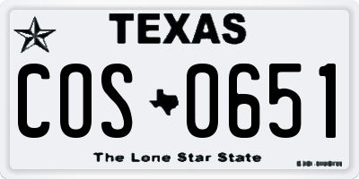 TX license plate COS0651