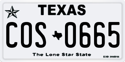 TX license plate COS0665