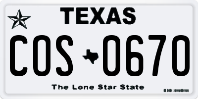 TX license plate COS0670