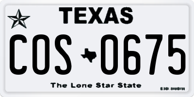 TX license plate COS0675