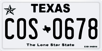 TX license plate COS0678