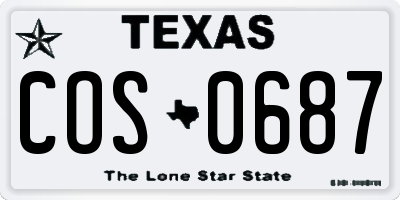 TX license plate COS0687