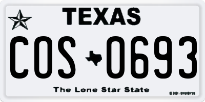 TX license plate COS0693