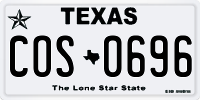 TX license plate COS0696