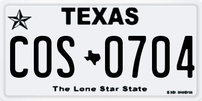 TX license plate COS0704
