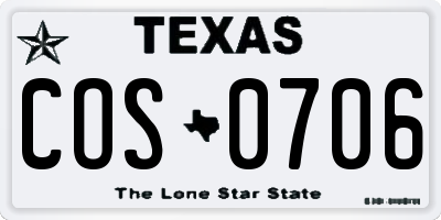 TX license plate COS0706