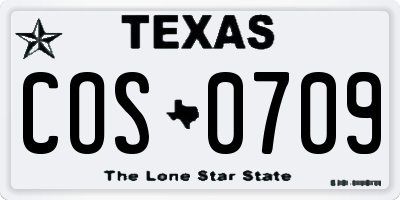 TX license plate COS0709