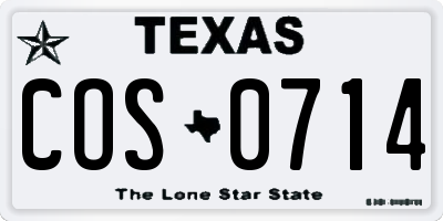 TX license plate COS0714