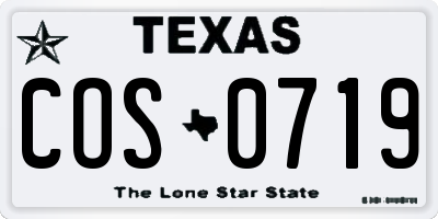 TX license plate COS0719